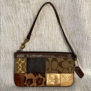 Coach patchwork wristlet antique gold metal finish